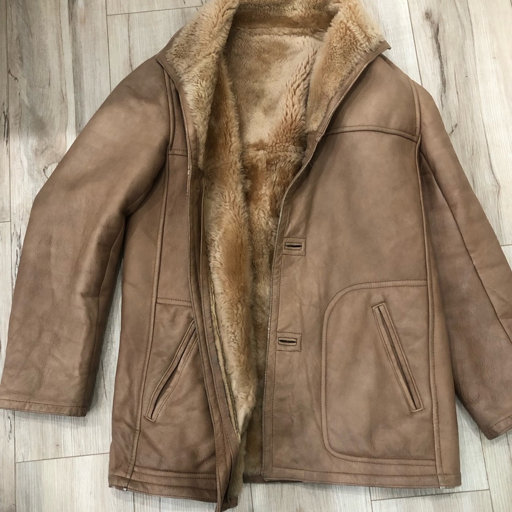 Tan Shearling and Leather Coat
